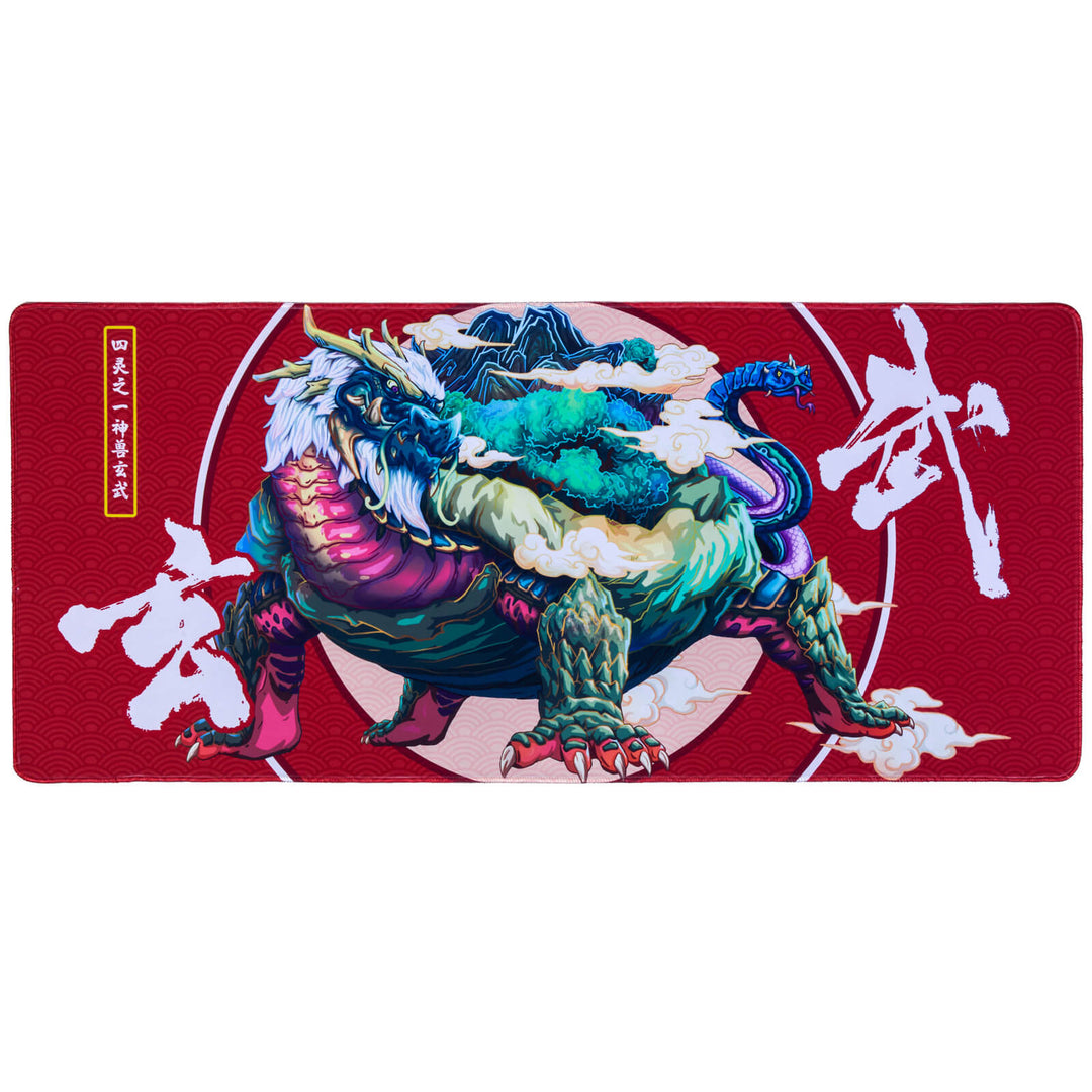 Divine Beast desk mat, measuring 400x900x3mm, adorned with intricate artwork showcasing a majestic mythological creature, bringing a sense of power and mystique to your workspace