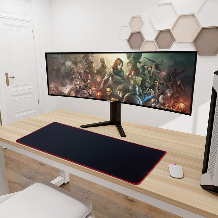 Classic black desk mat, measuring 400x900x3mm, offering a sleek and spacious surface for your workspace setup.