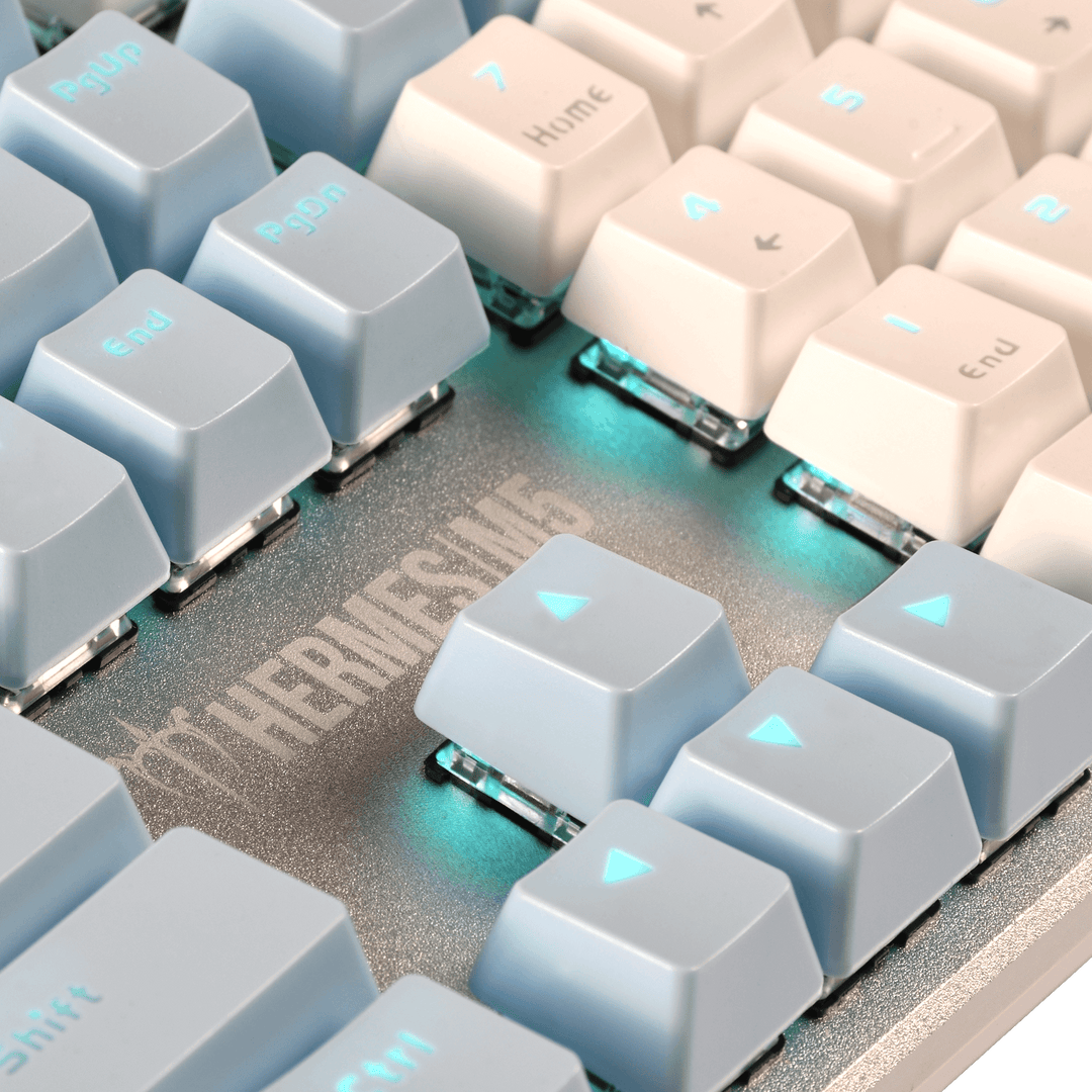 Gamdias Hermes M5 mechanical gaming keyboard, a formidable gaming accessory equipped with tactile switches and blue and white backlighting, designed to elevate your gaming performance with precision and style.