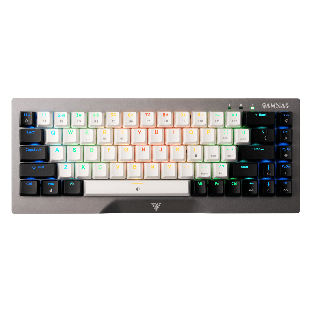 Gamdias Hermes M4 Hybrid Mechanical Gaming keyboard, a versatile gaming tool featuring a blend of mechanical and membrane switches, along with customizable RGB lighting, aimed at enhancing your gaming experience with both responsiveness and comfort."
