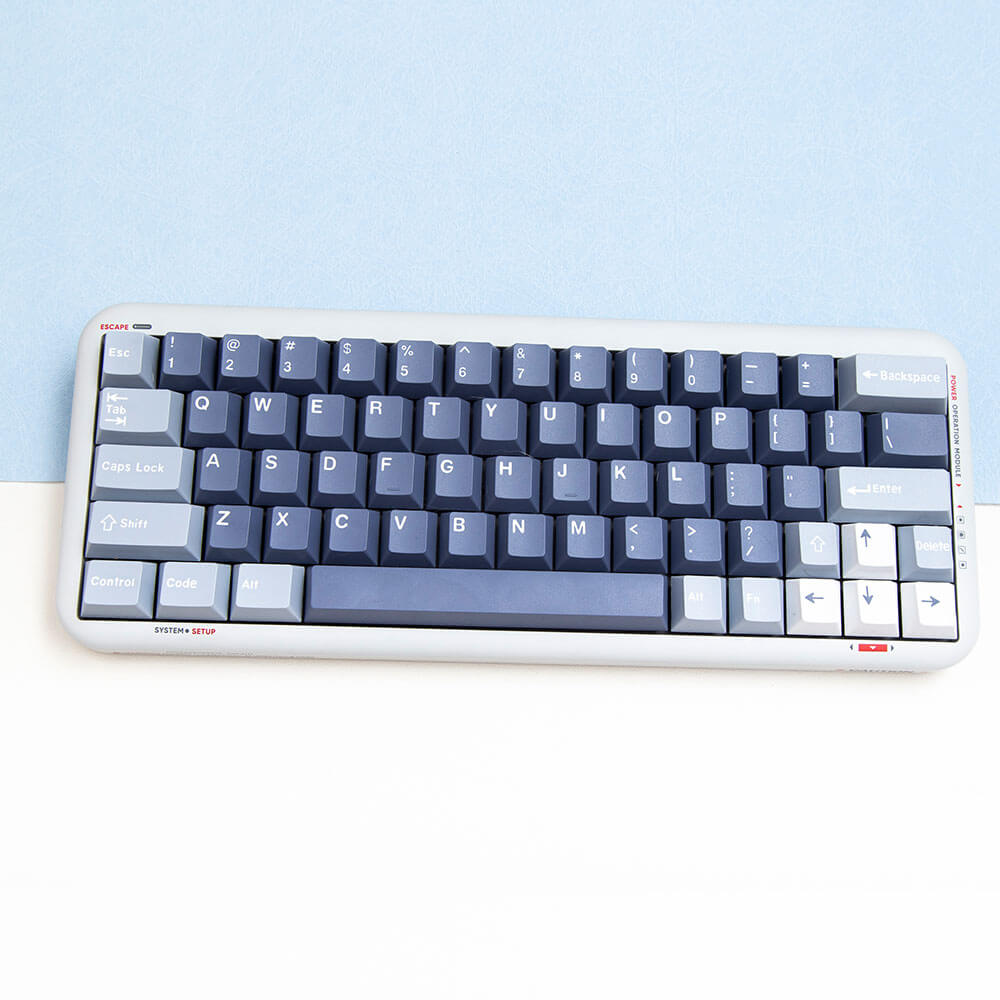 Fishing keycap set, featuring a harmonious blend of multiple shades of blue and white colors, reminiscent of serene aquatic scenes, offering a tranquil and maritime-inspired aesthetic for your keyboard.