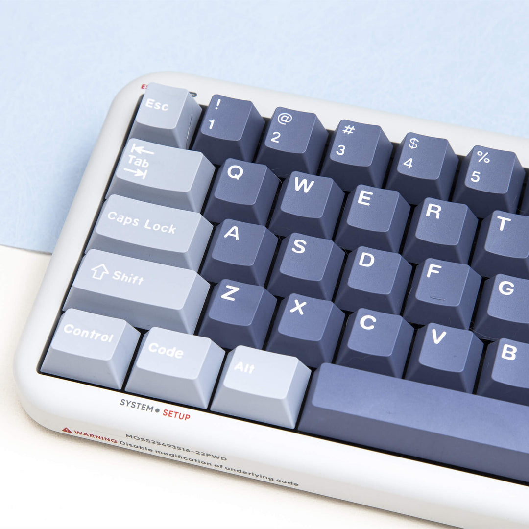 Fishing keycap set, featuring a harmonious blend of multiple shades of blue and white colors, reminiscent of serene aquatic scenes, offering a tranquil and maritime-inspired aesthetic for your keyboard.