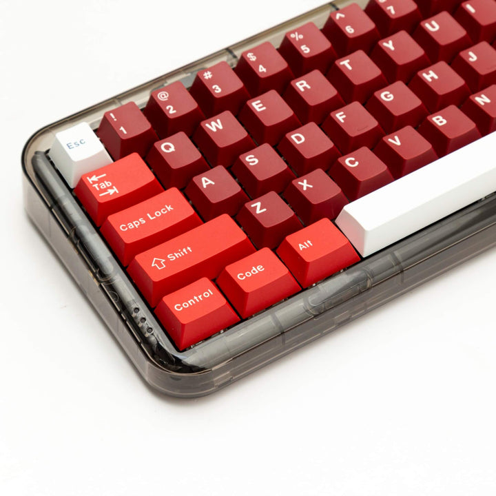 Jamon keycap set featuring a range of rich red hues, adding a tasteful and vibrant accent to your keyboard.