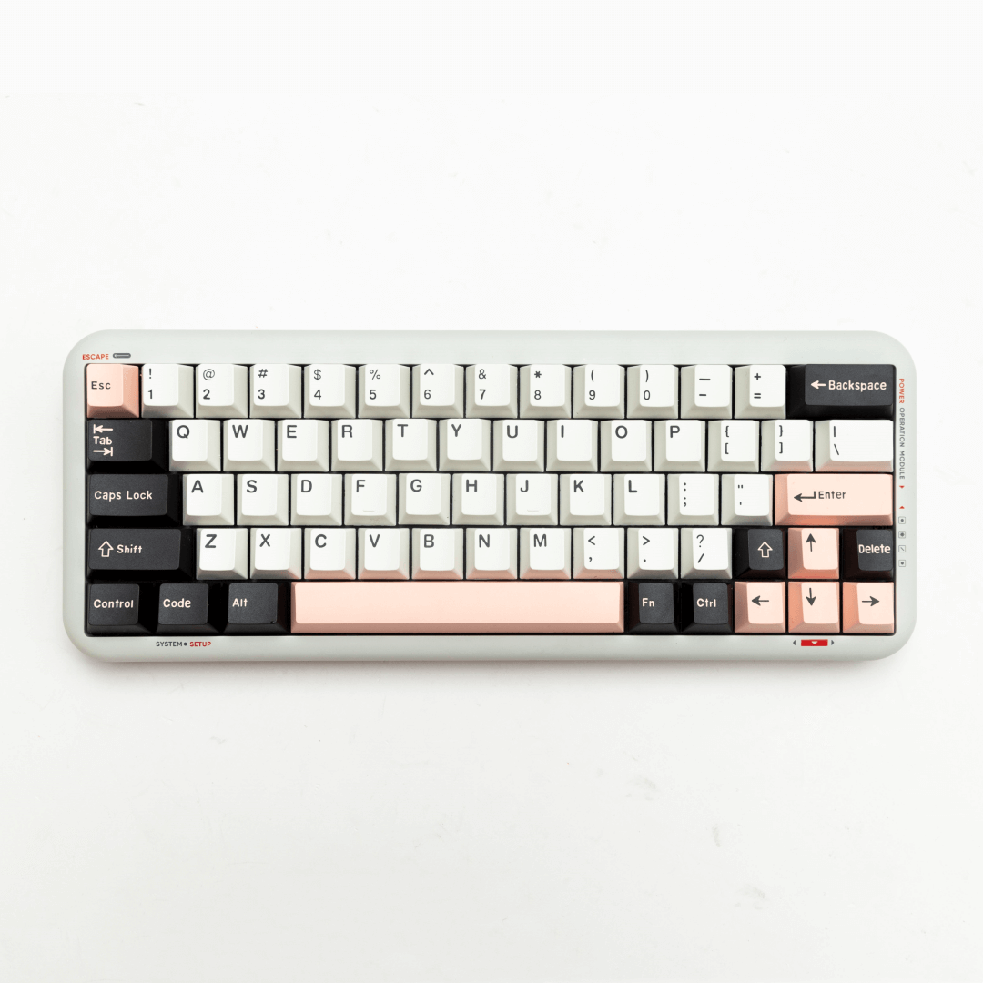Olivia keycap set, featuring a harmonious blend of brown and pink colors in an elegant and refined design, showcasing intricate details for a tasteful and sophisticated look on your keyboard.