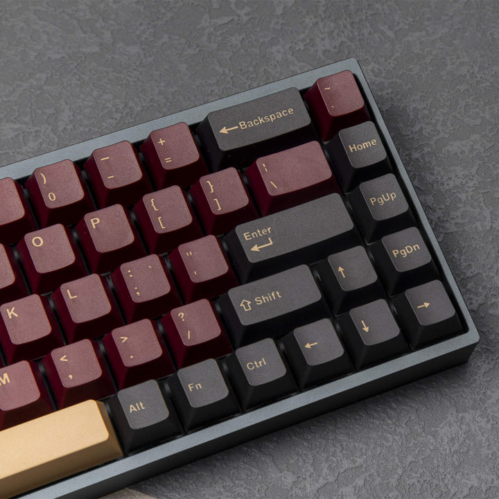 Red Samurai keycap set, designed with a sleek cherry profile and crafted using doubleshot keycap technology, showcasing a vibrant red color scheme with a touch of sophistication for your keyboard.