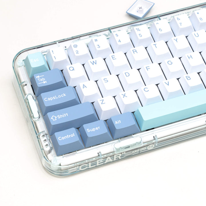 Shoko Keycap set, featuring a refined cherry profile and designed with double shot keycaps, incorporating a captivating blend of icy tones for an elegant and cool appearance on your keyboard.