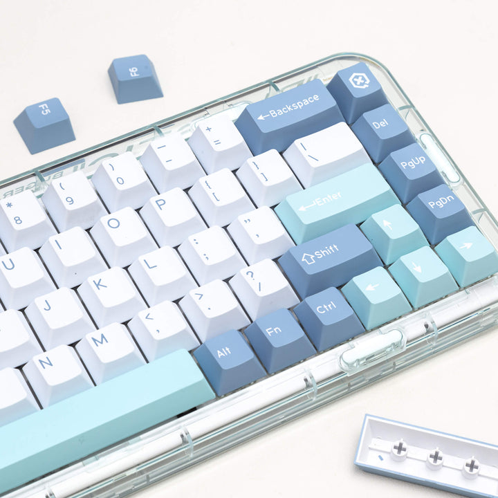 Shoko Keycap set, featuring a refined cherry profile and designed with double shot keycaps, incorporating a captivating blend of icy tones for an elegant and cool appearance on your keyboard.